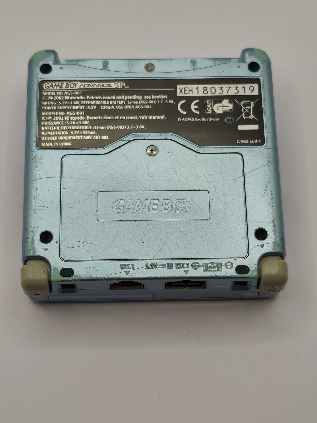 Game Boy Advance SP - Glacier Blue, inkl. Verpackung & Ladegerät