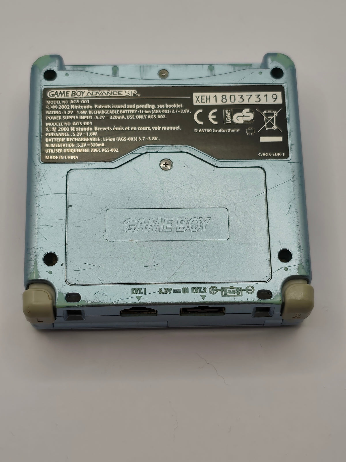Game Boy Advance SP - Glacier Blue, inkl. Verpackung & Ladegerät
