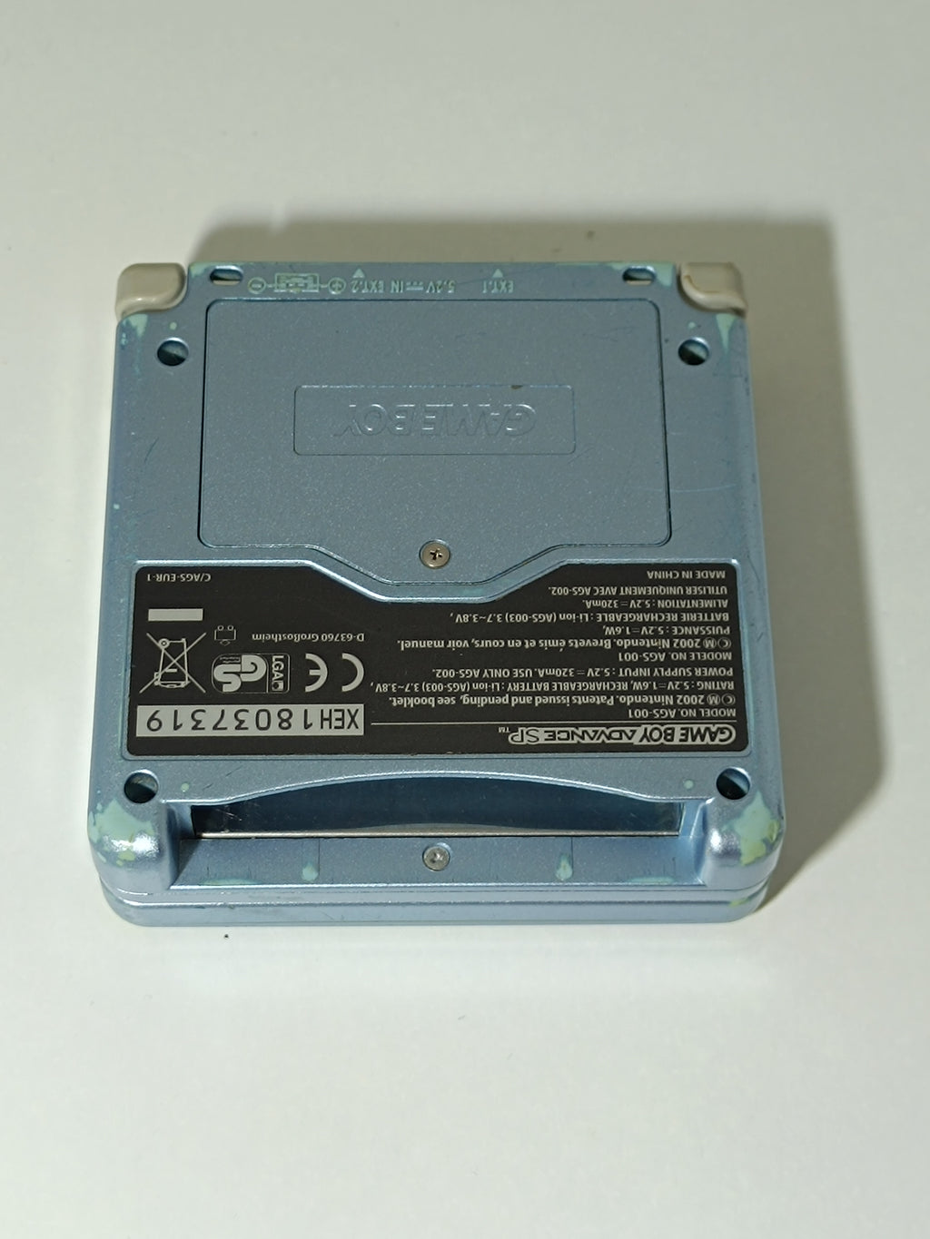 Game Boy Advance SP - Glacier Blue, inkl. Verpackung & Ladegerät