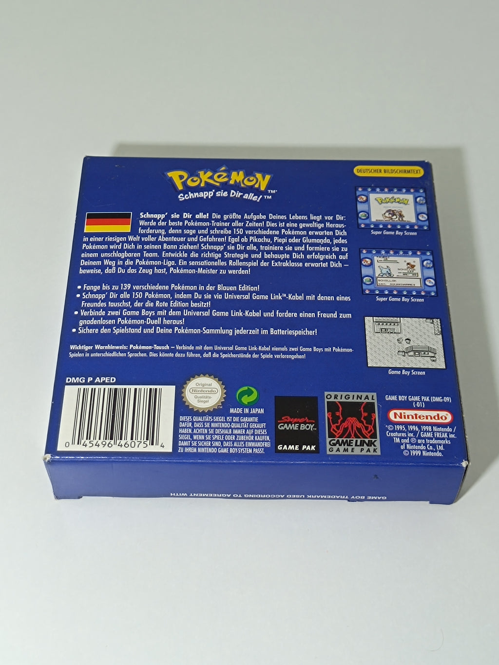 Pokemon Blaue Edition Game Boy - Leerhülle ohne Inhalt